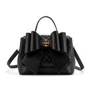Crossi Bow Embossed Small Crossbody Bag in Black, front view
