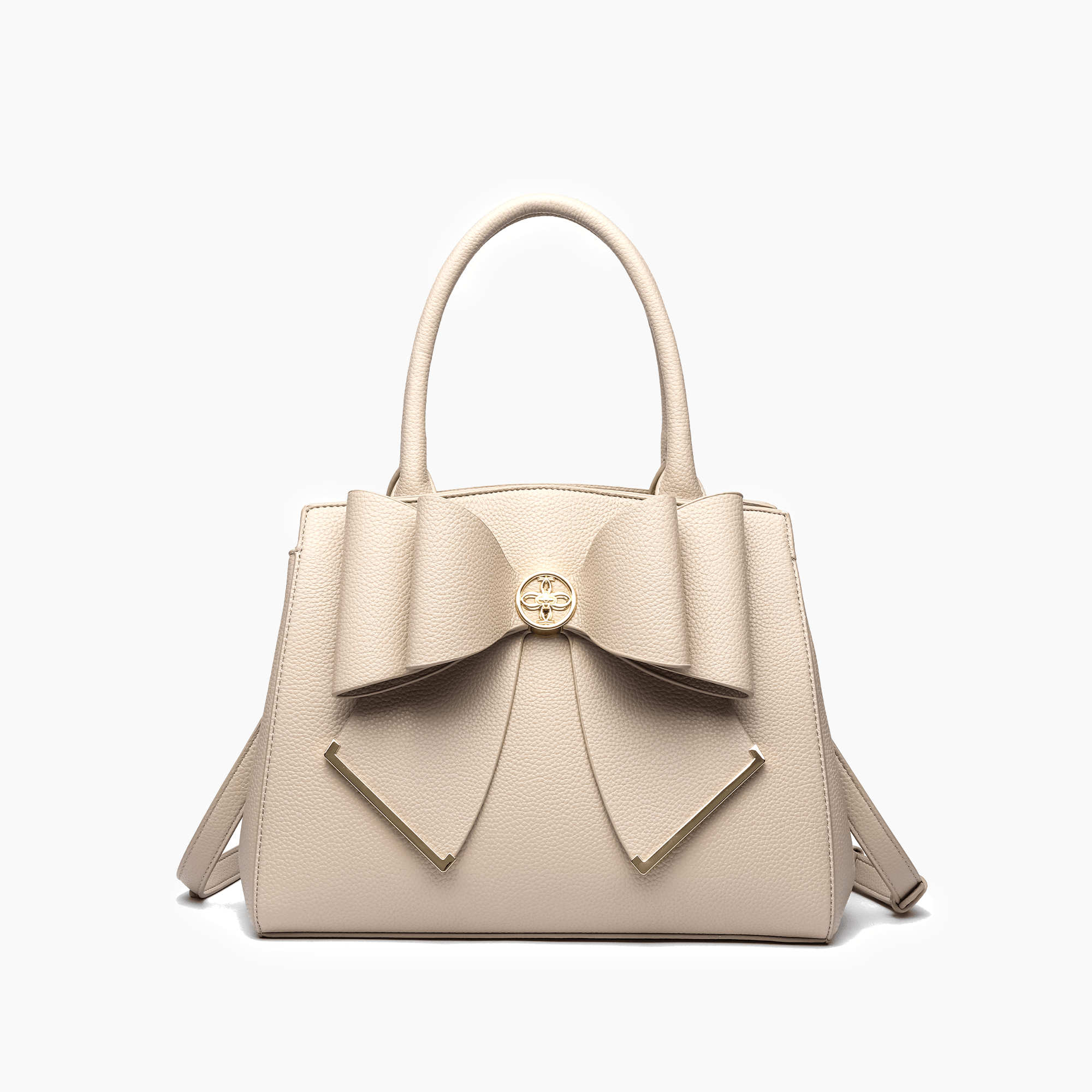 Like Dreams Poppy Bowtie Top Handle Satchel Bag Beige