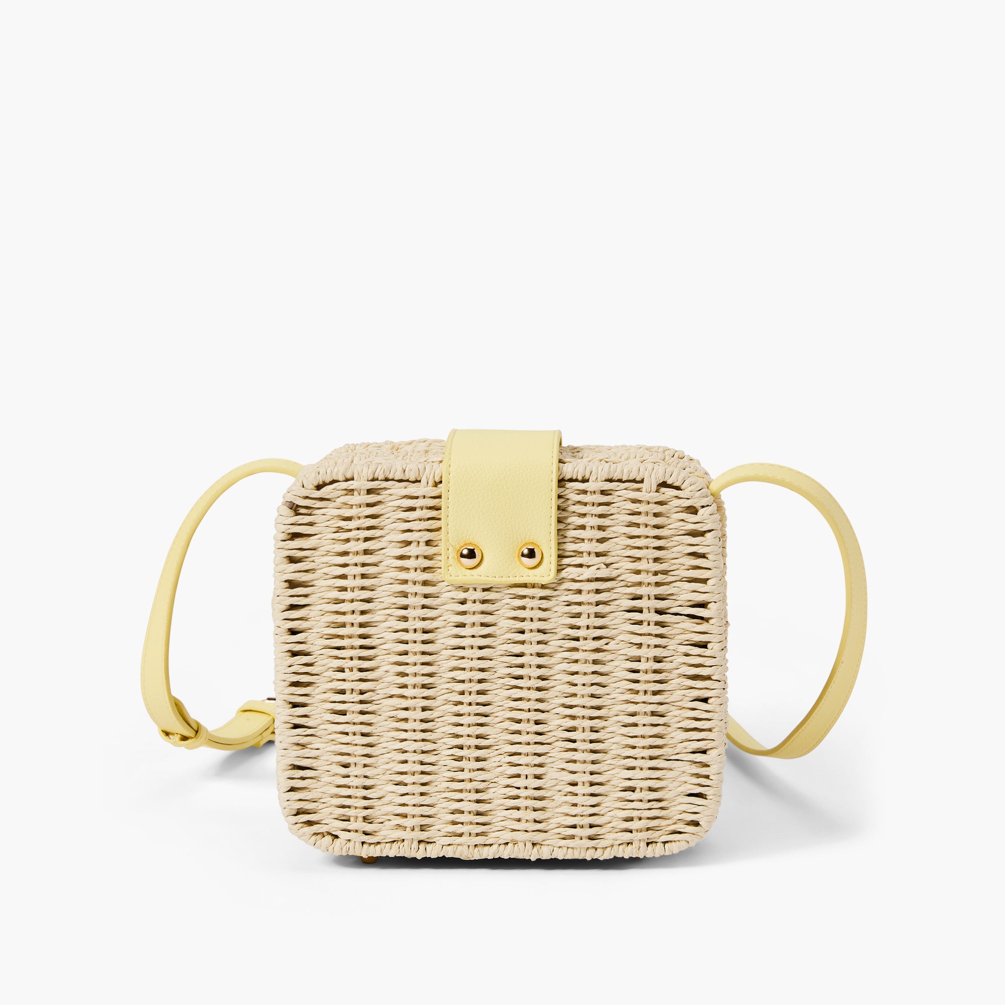 Poppy Bowtie Straw Crossbody, Yellow