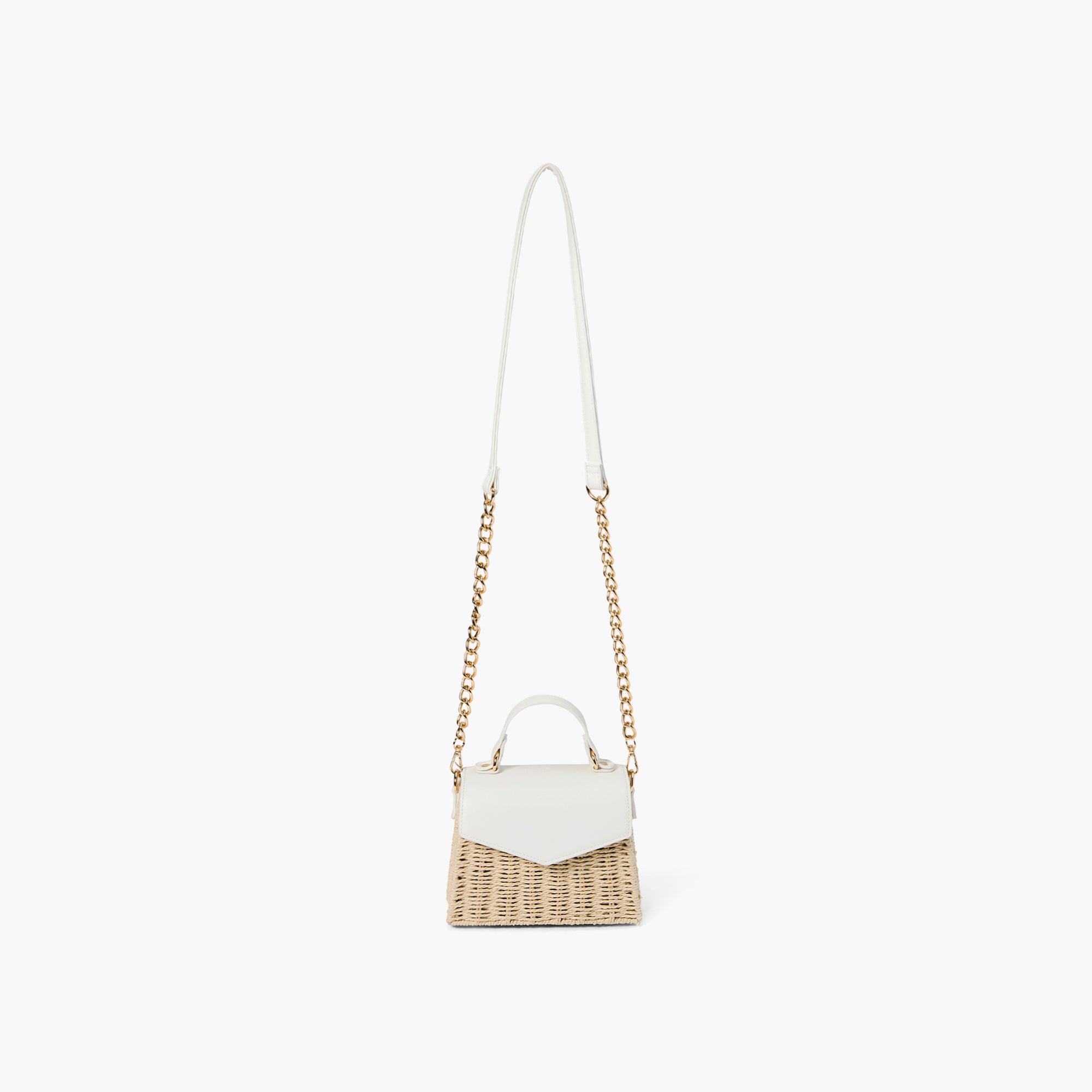 Florence Gold Chain Straw Crossbody Bag