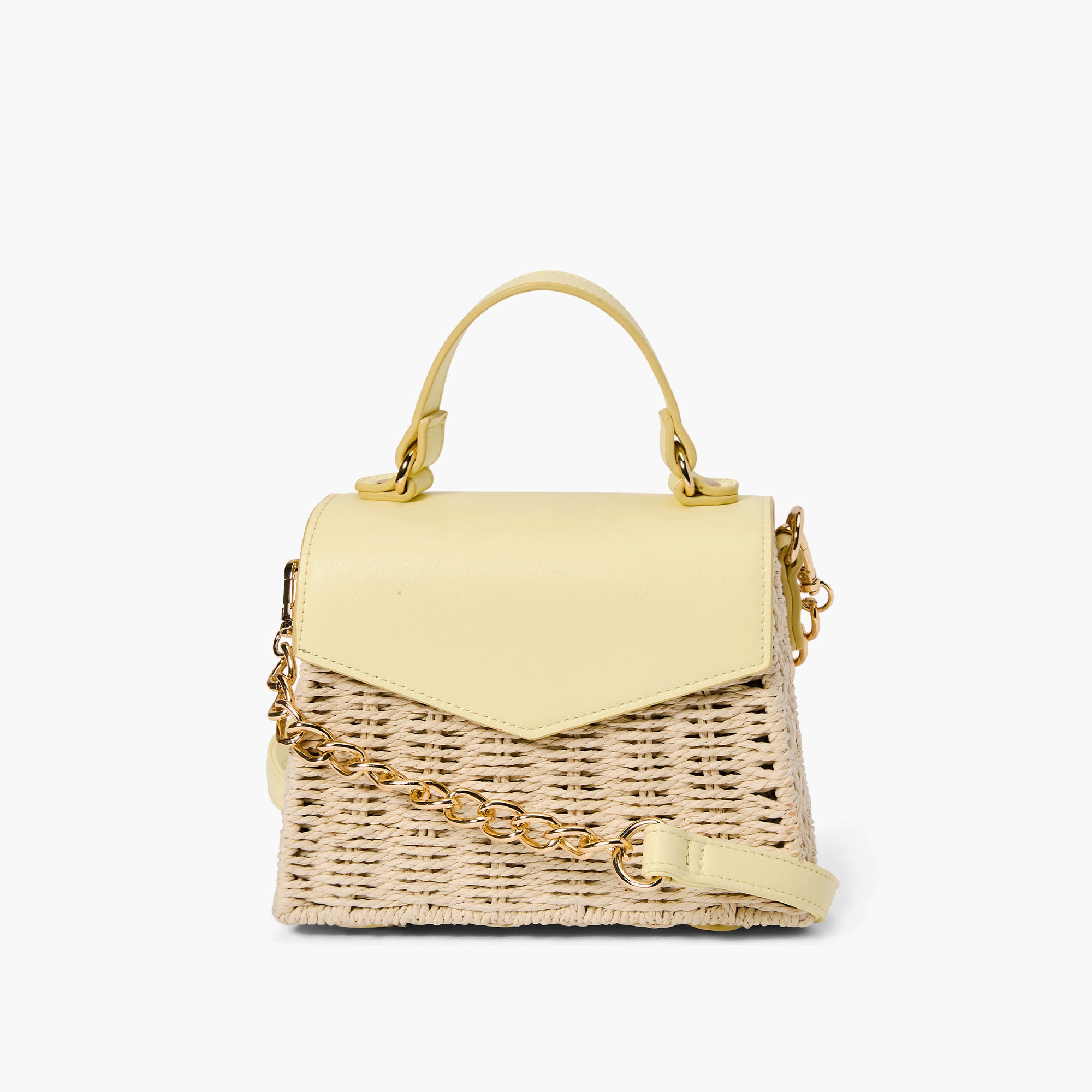 Florence Gold Chain Straw Crossbody Bag