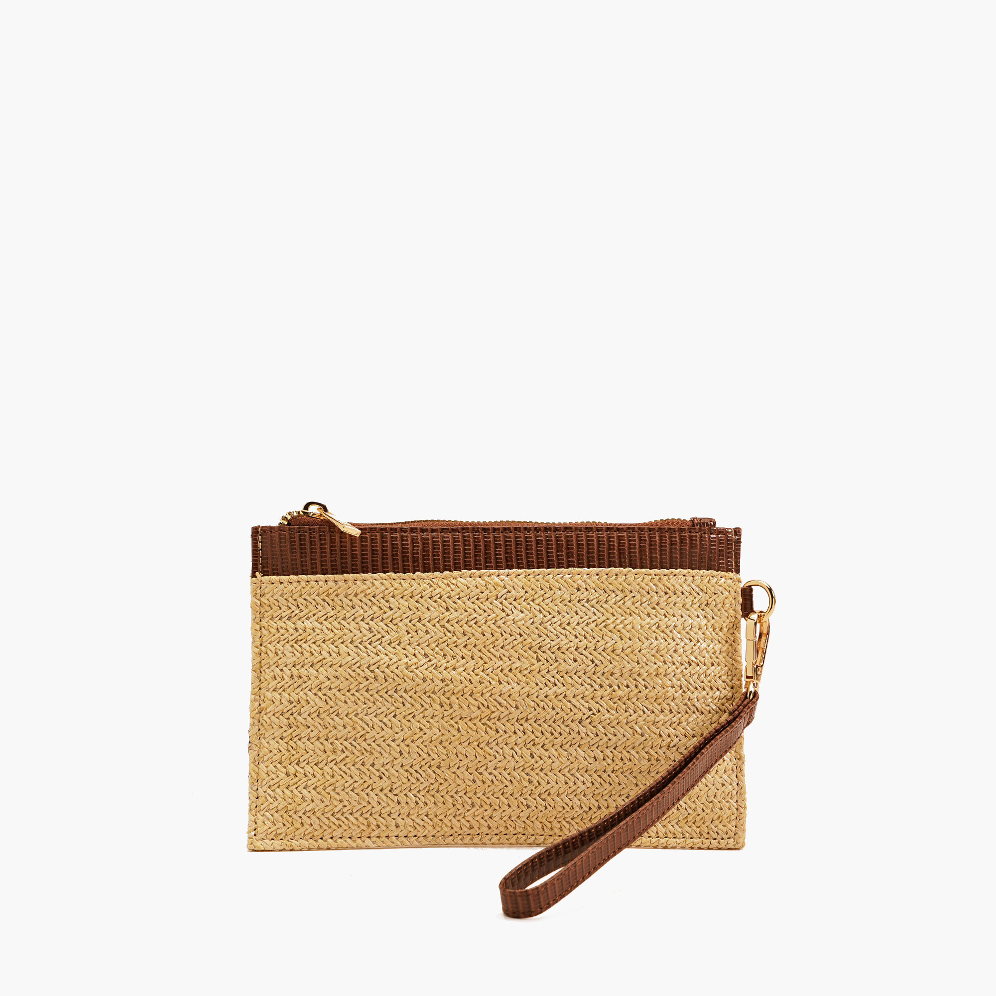 Miriam Two-Tone Straw Wallet Clutch
