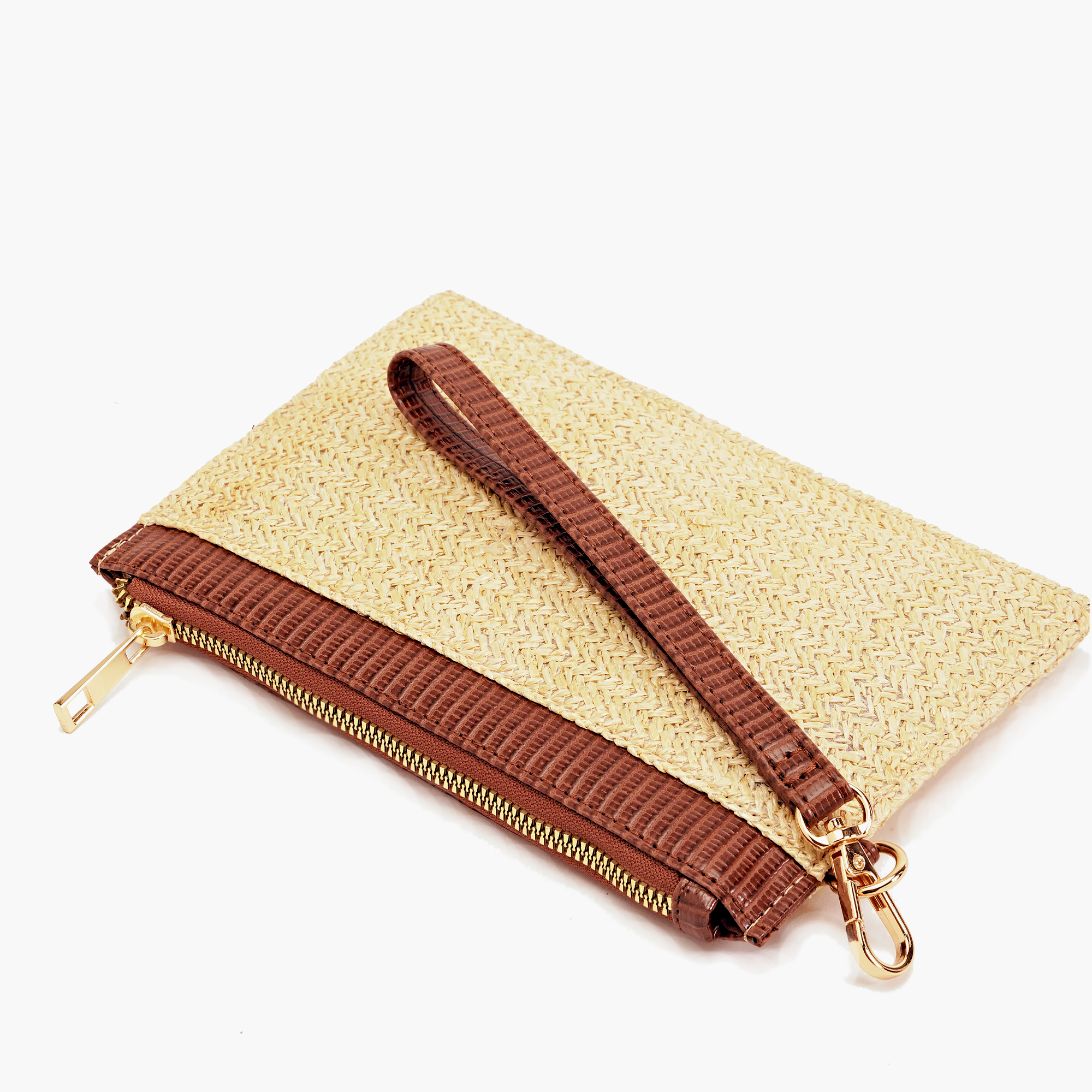 Miriam Two-Tone Straw Wallet Clutch Bag
