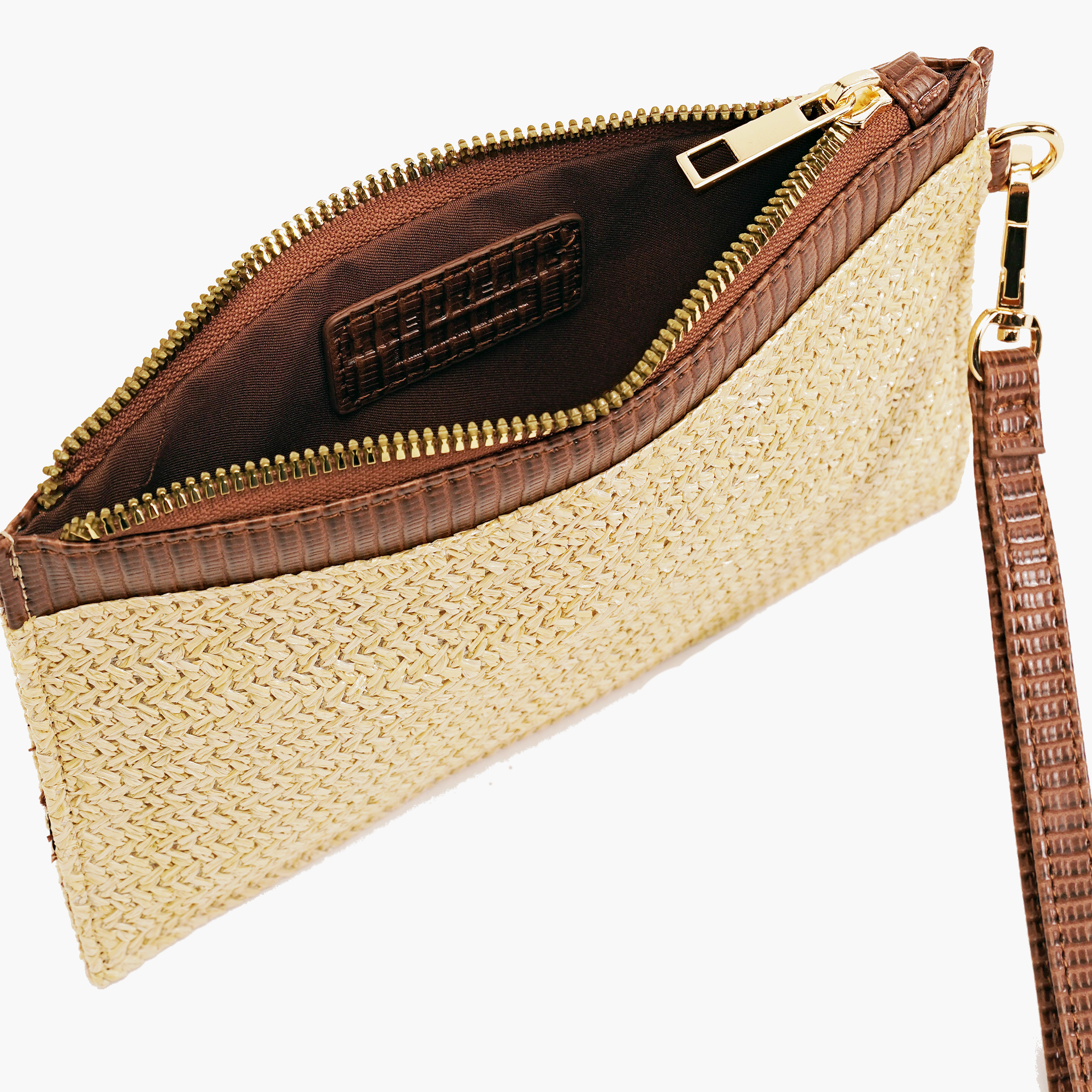 Miriam Two-Tone Straw Wallet Clutch