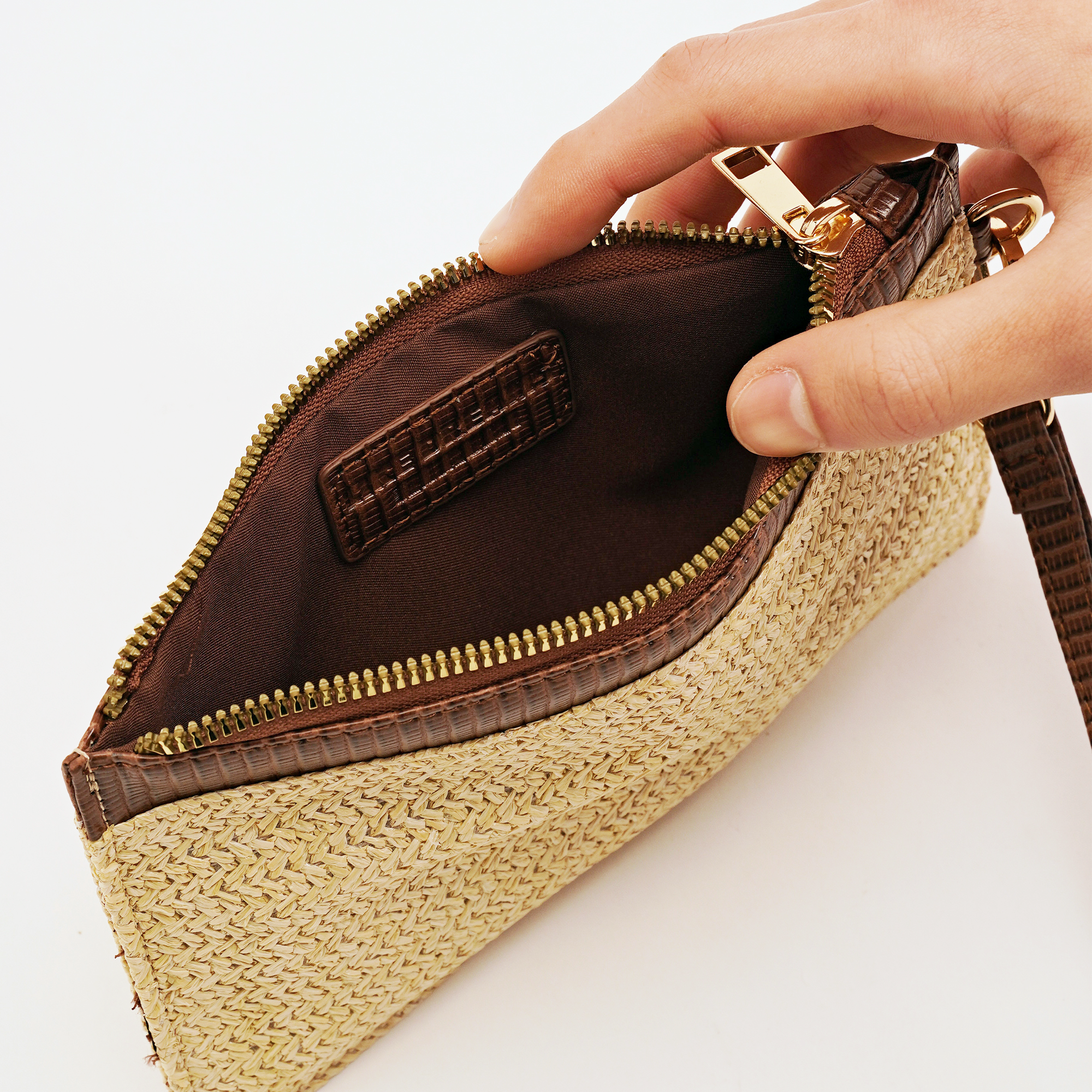 Miriam Two-Tone Straw Wallet Clutch