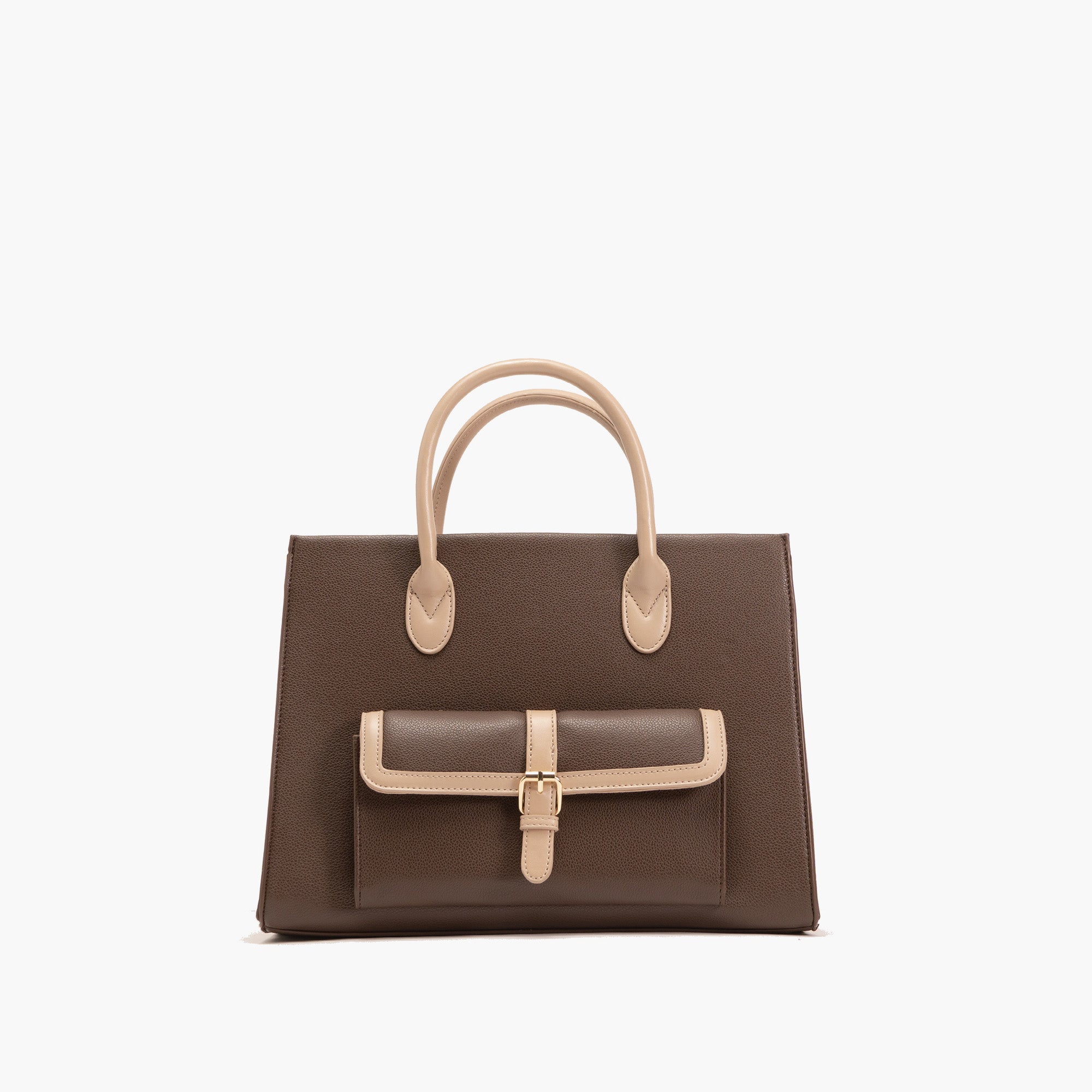 Veda Two-Tone Buckle Satchel
