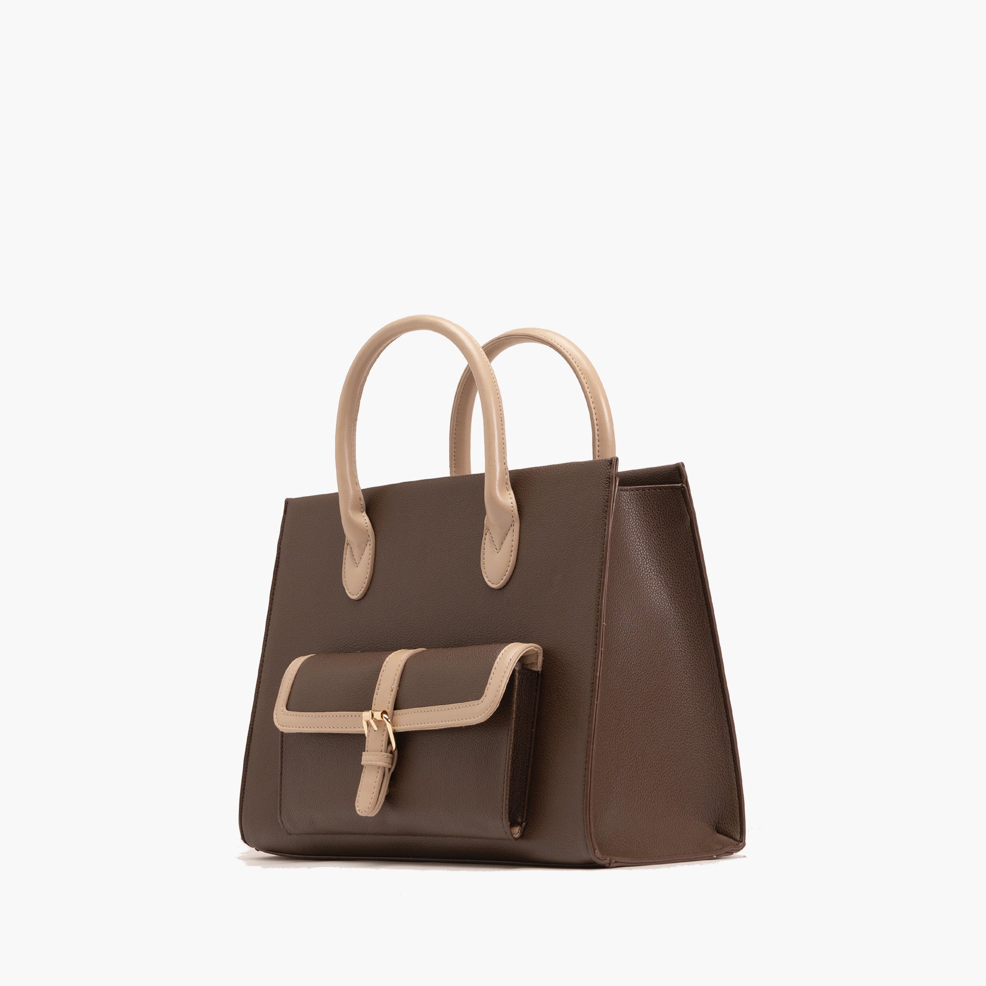 Veda Two-Tone Buckle Satchel