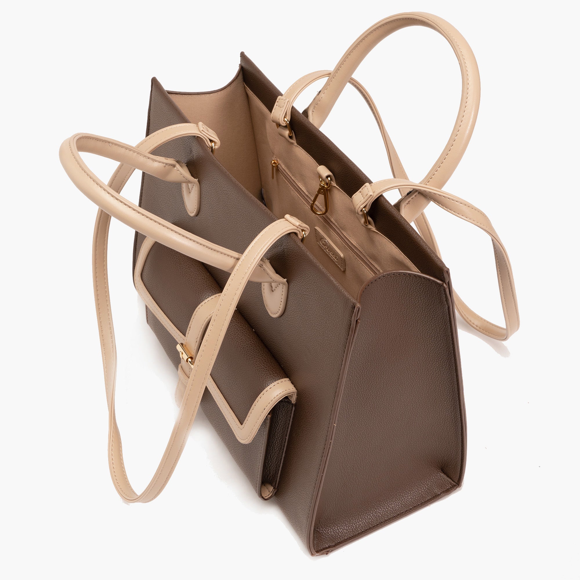 Veda Two-Tone Buckle Satchel