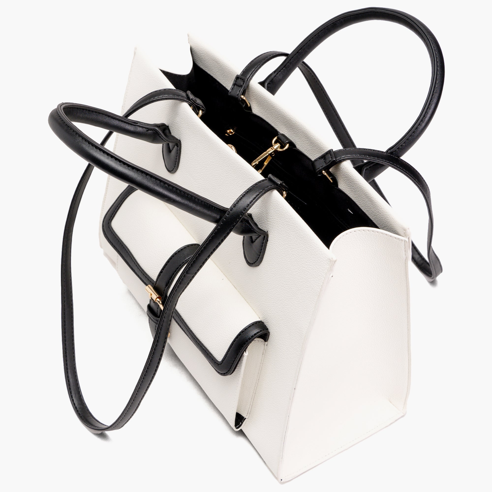 Veda Two-Tone Buckle Satchel