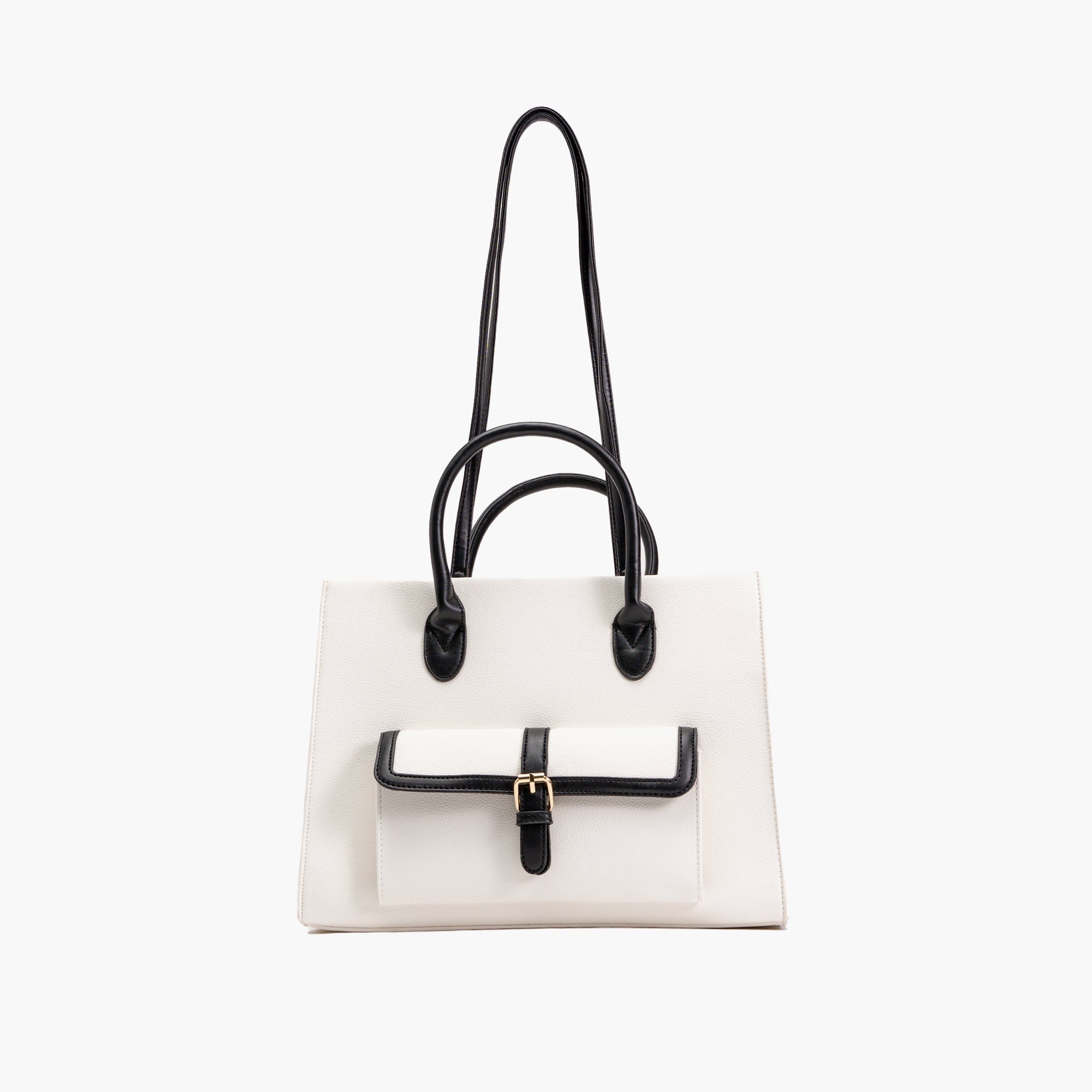 Veda Two-Tone Buckle Satchel