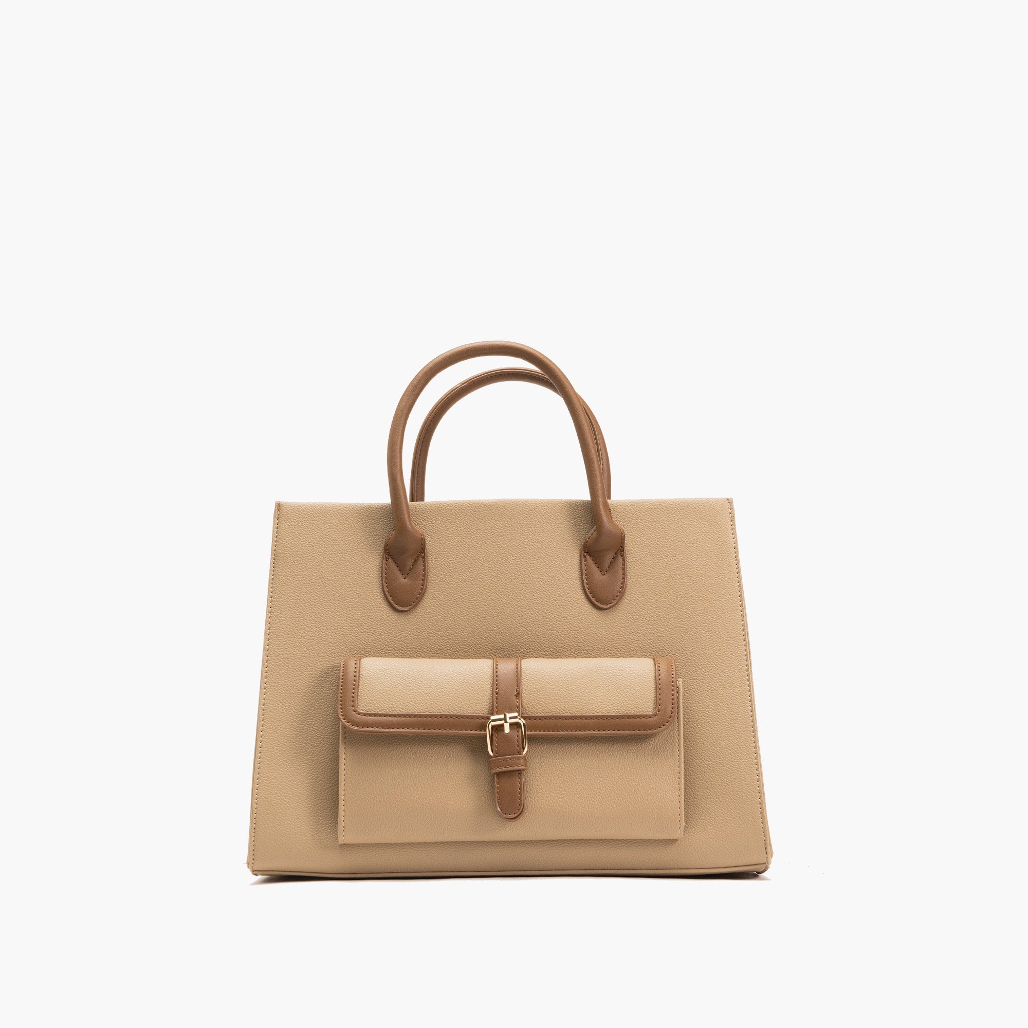 Veda Two-Tone Buckle Satchel