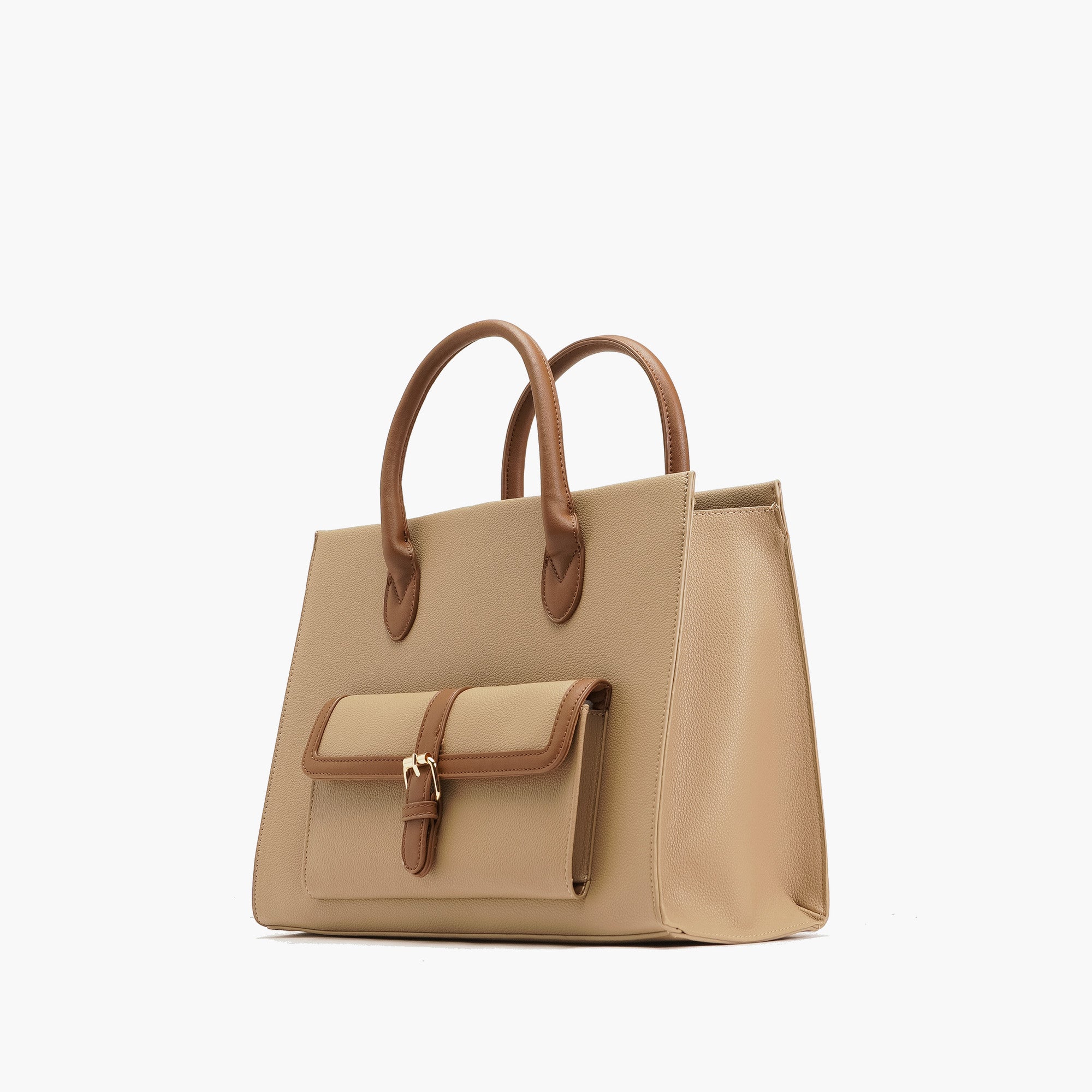 Veda Two-Tone Buckle Satchel