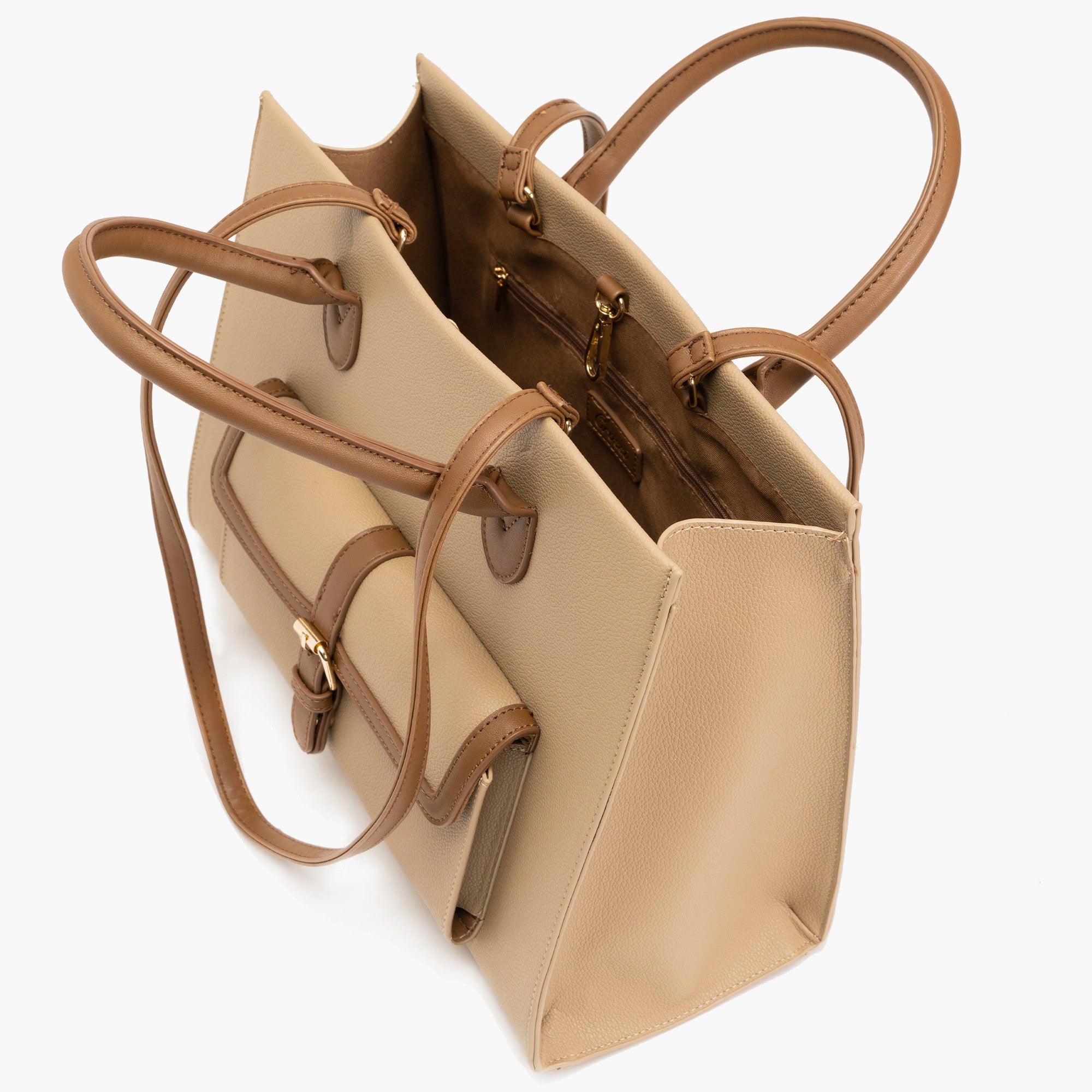 Veda Two-Tone Buckle Satchel