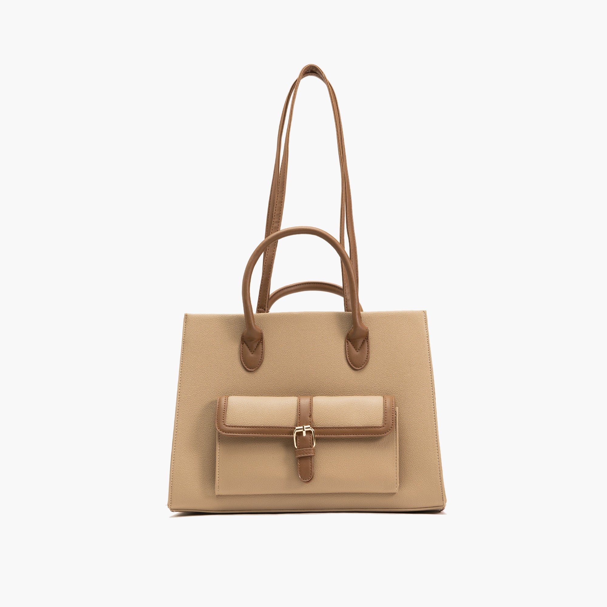 Veda Two-Tone Buckle Satchel