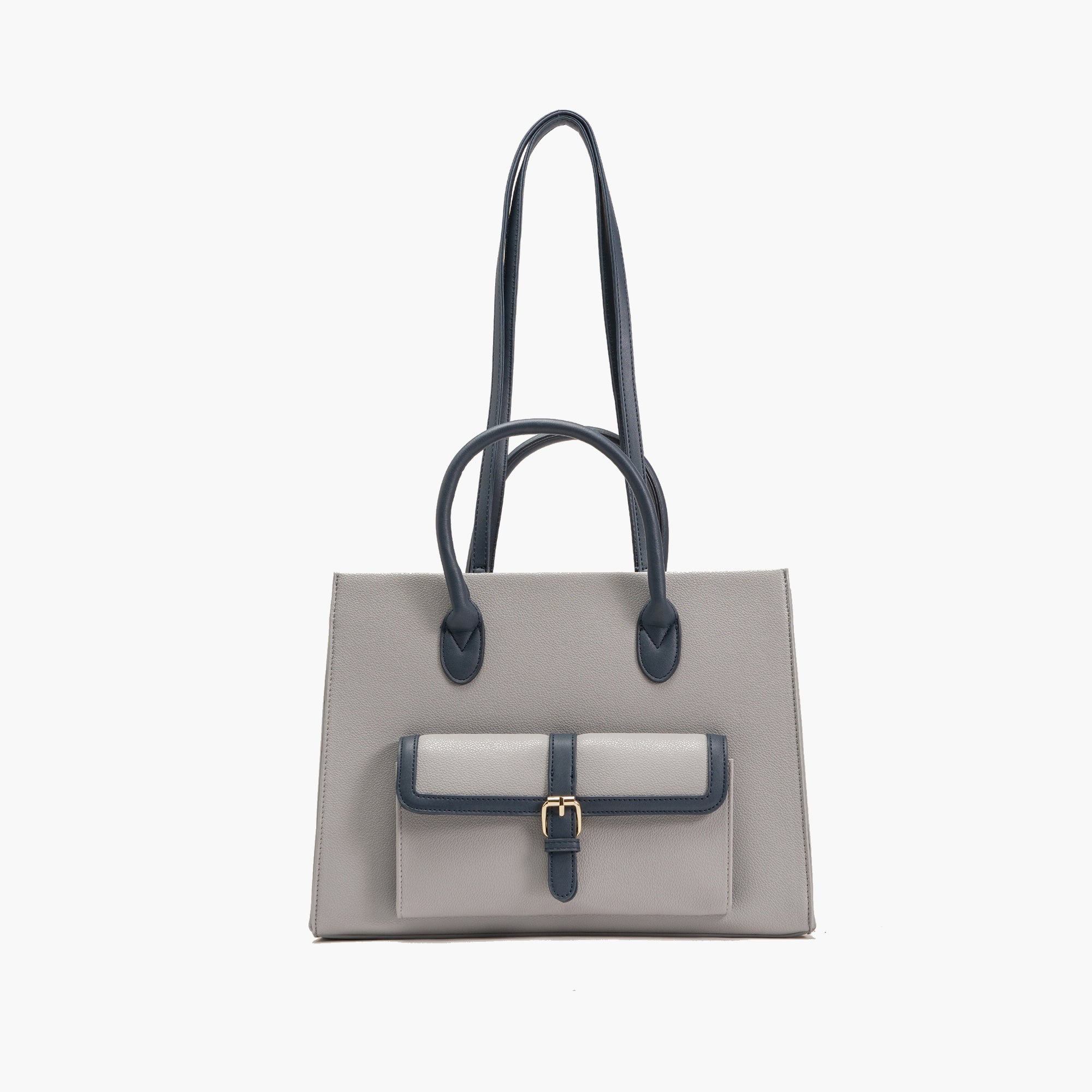 Veda Two-Tone Buckle Satchel