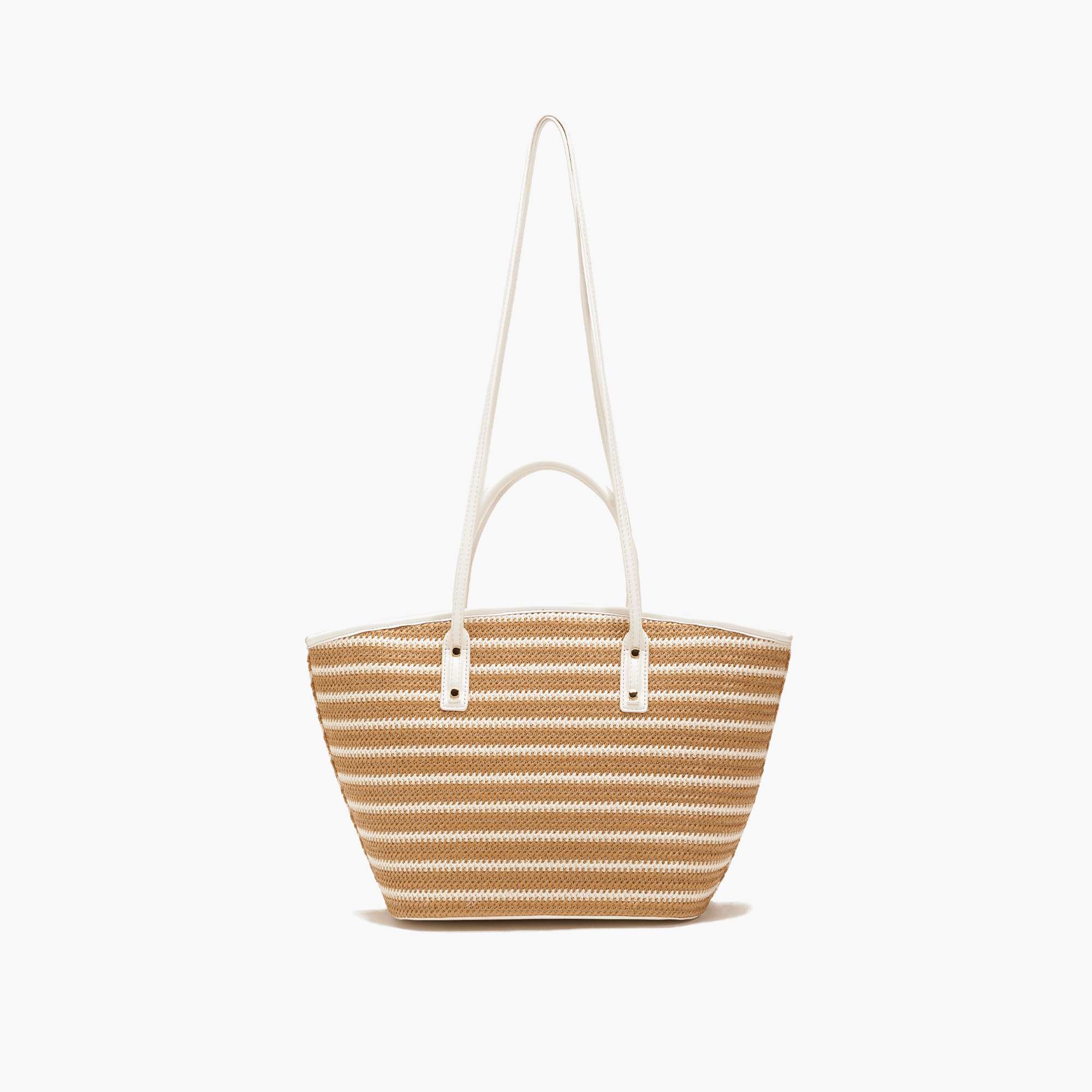 Daisy Bowtie Striped Straw Tote