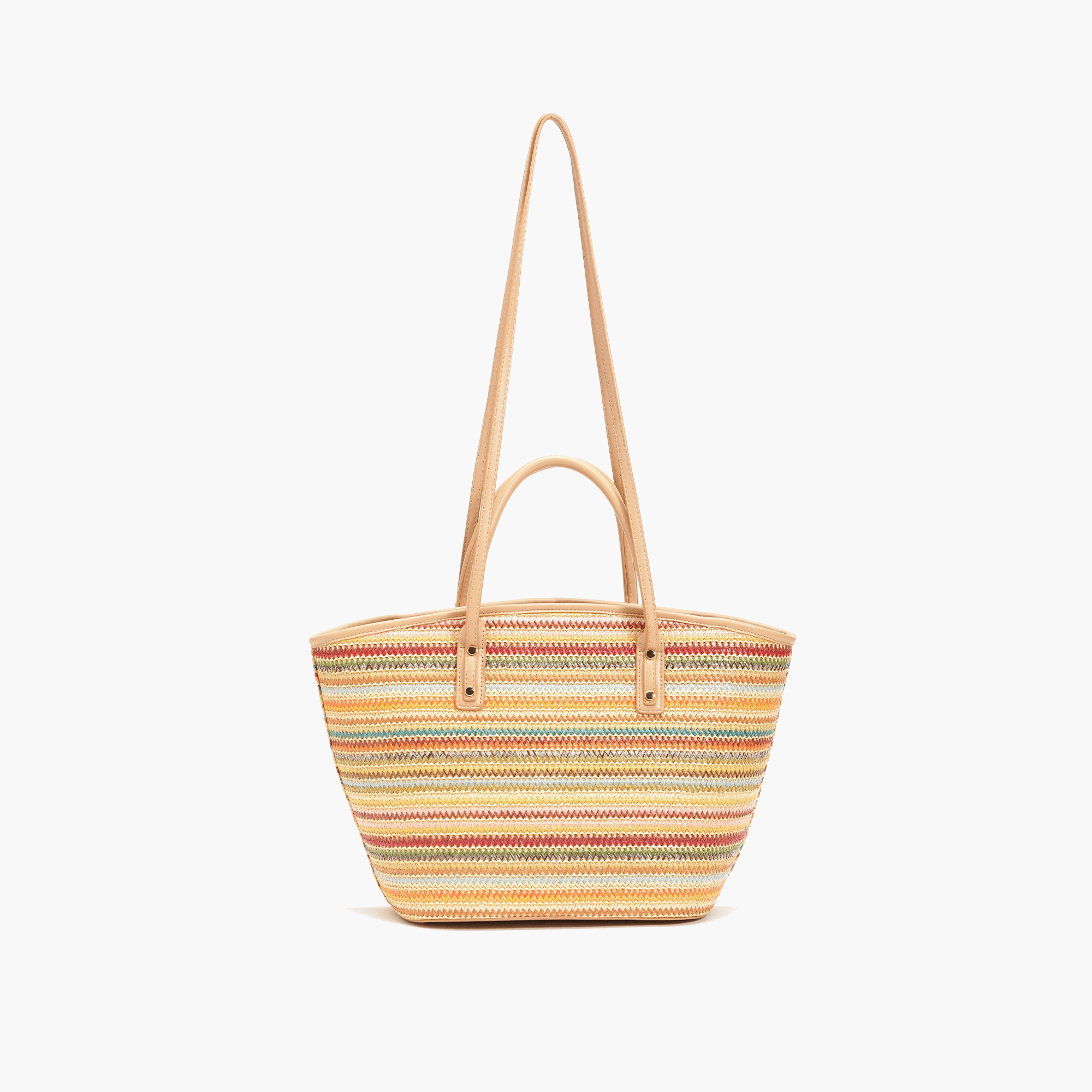 Daisy Bowtie Striped Straw Tote