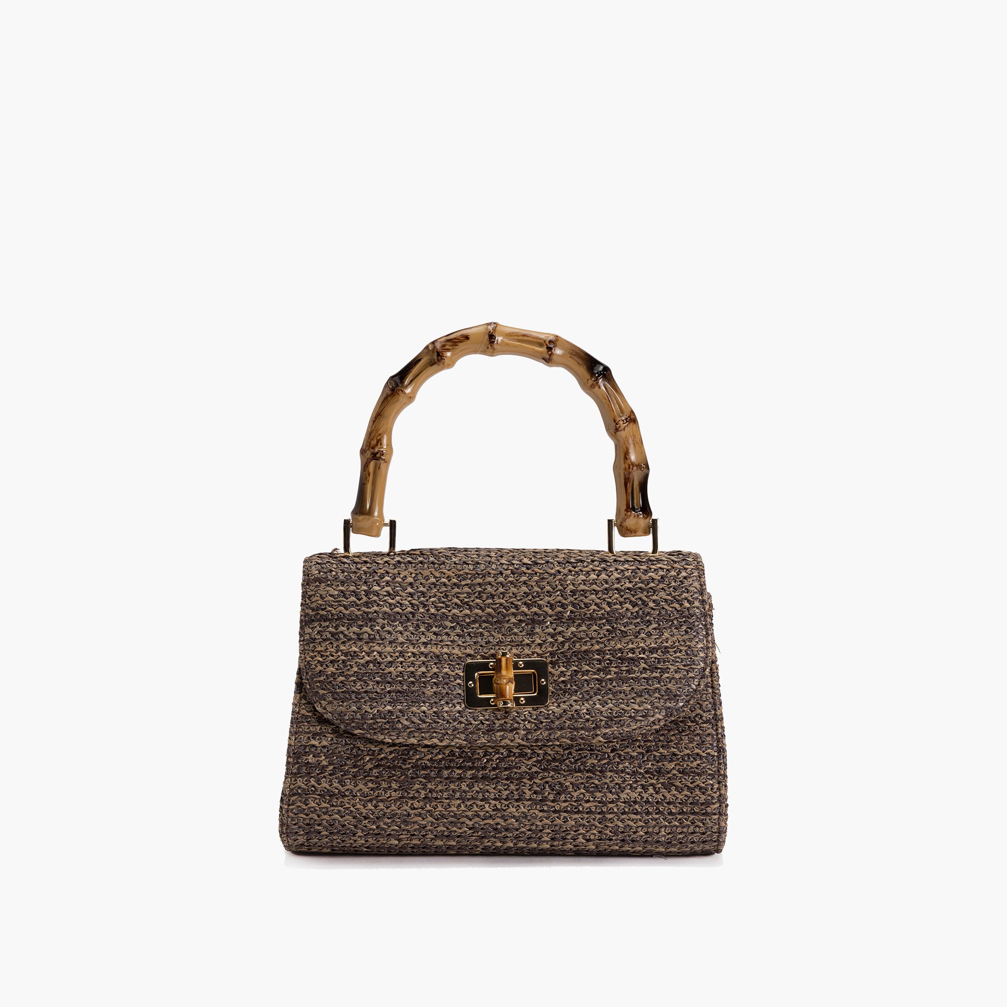 Marina Bamboo Top Handle Straw Satchel