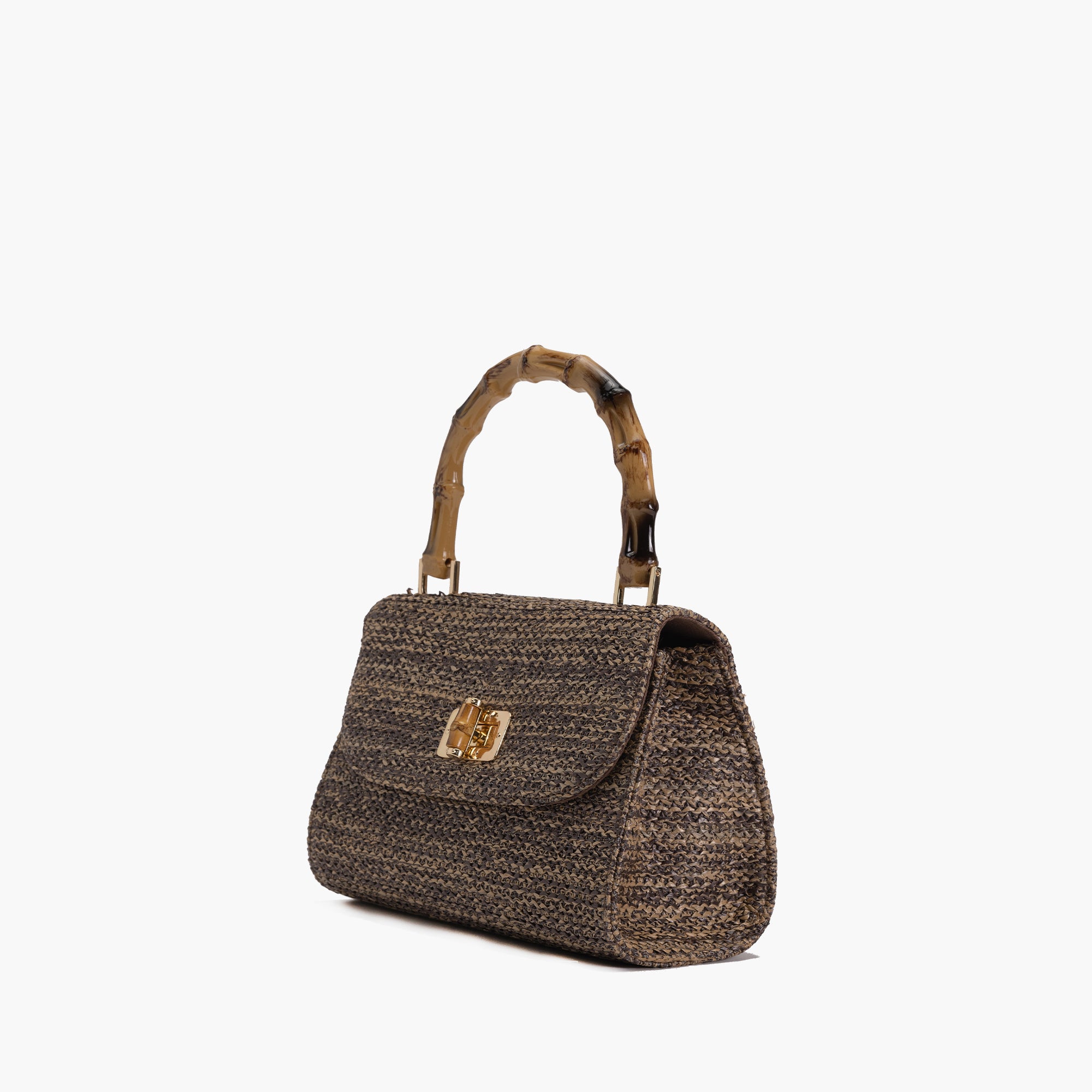Marina Bamboo Top Handle Straw Satchel