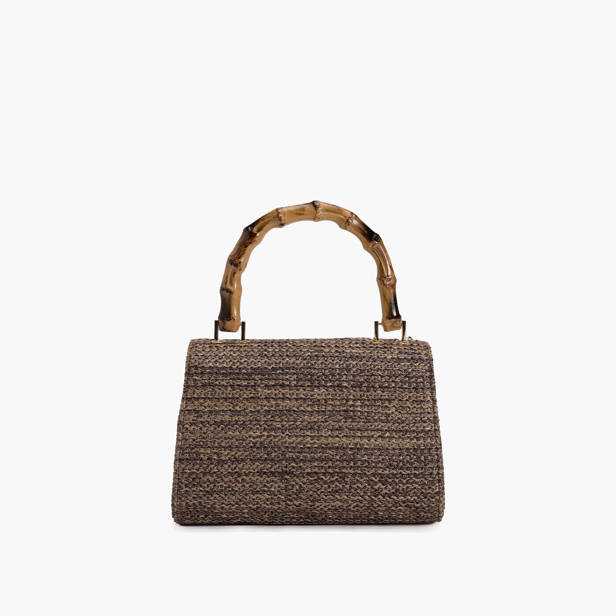 Marina Bamboo Top Handle Straw Satchel