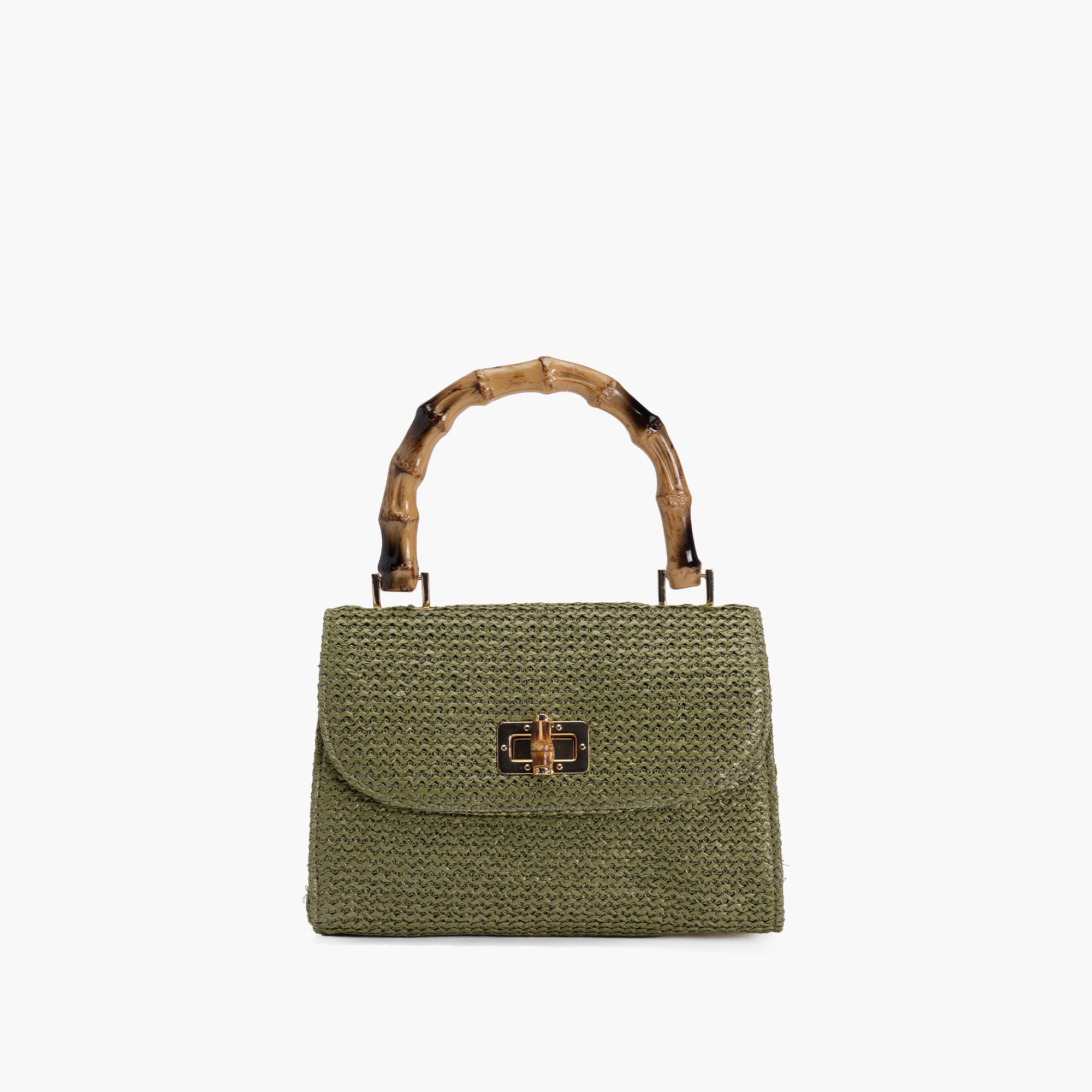 Marina Bamboo Top Handle Straw Satchel