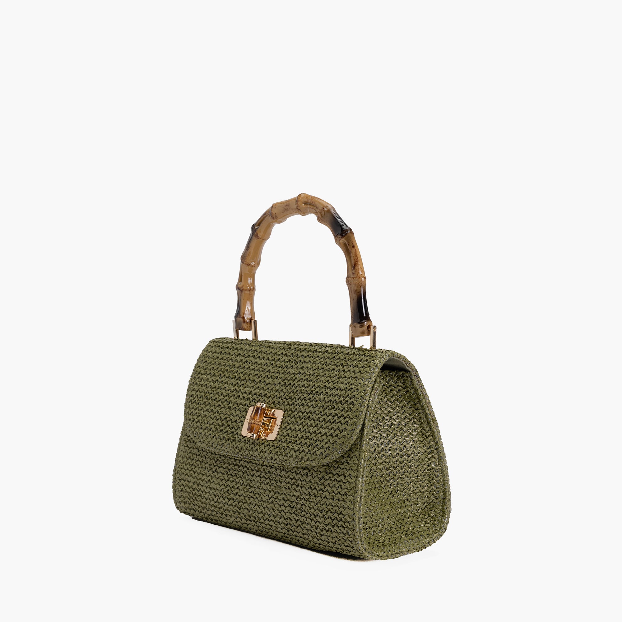 Marina Bamboo Top Handle Straw Satchel