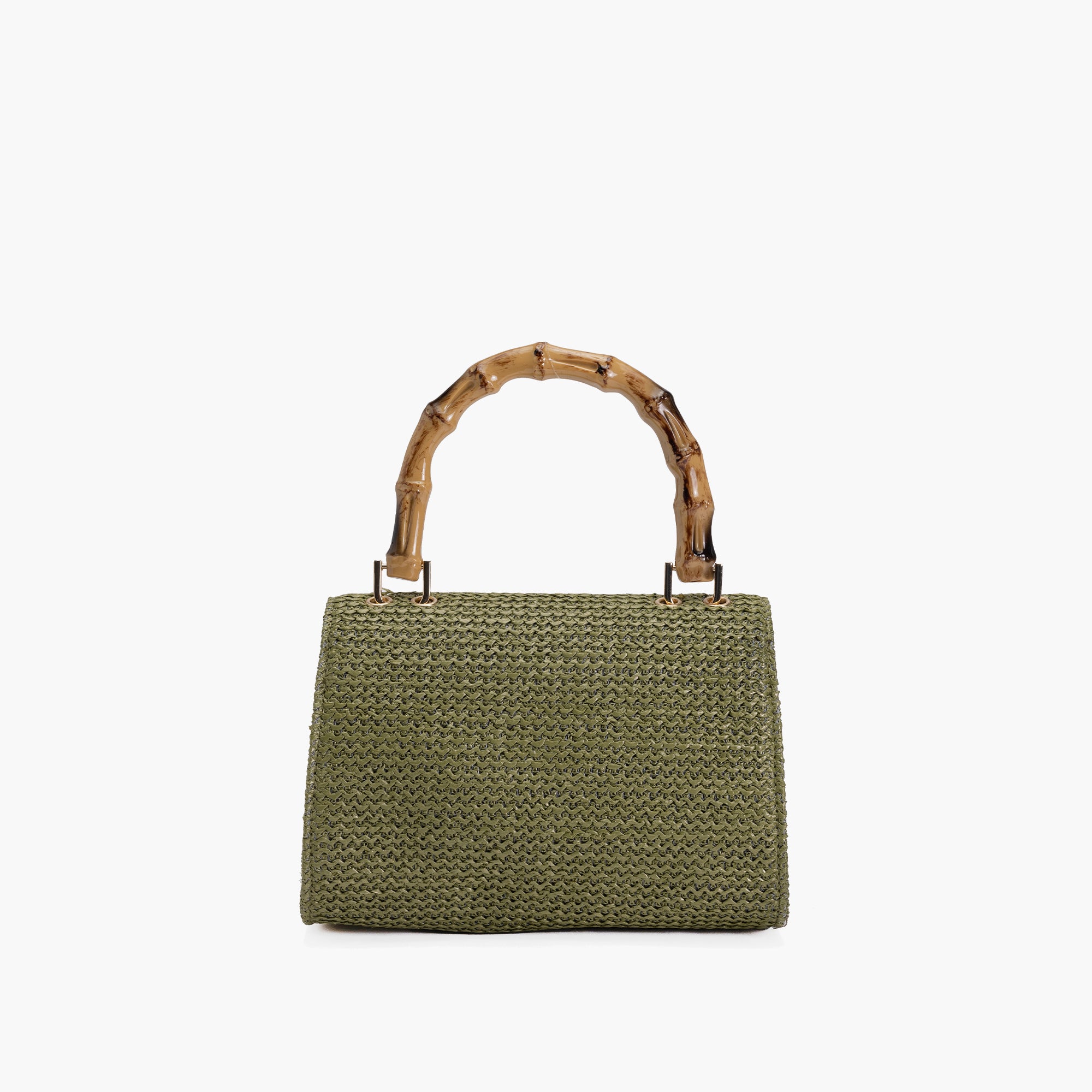 Marina Bamboo Top Handle Straw Satchel