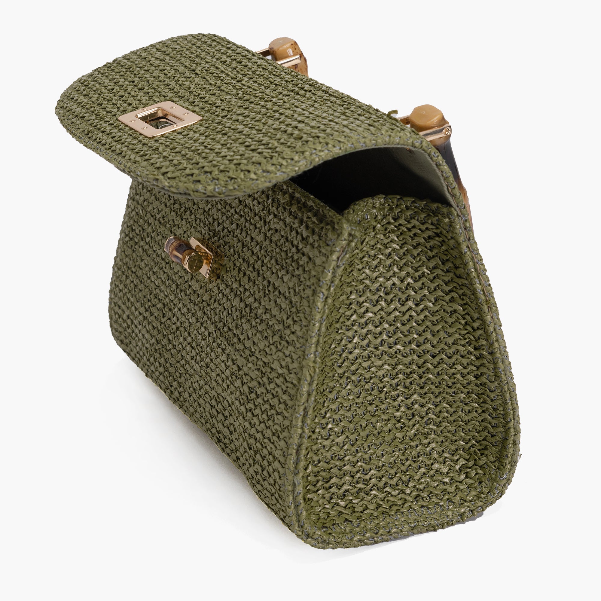 Marina Bamboo Top Handle Straw Satchel